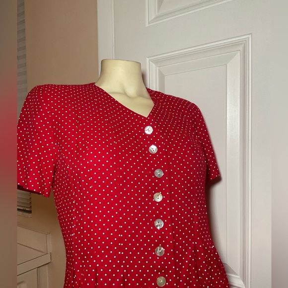 Jessica Howard Size 8P polka dots Red Dress Pretty Woman vintage - Picture 2 of 7